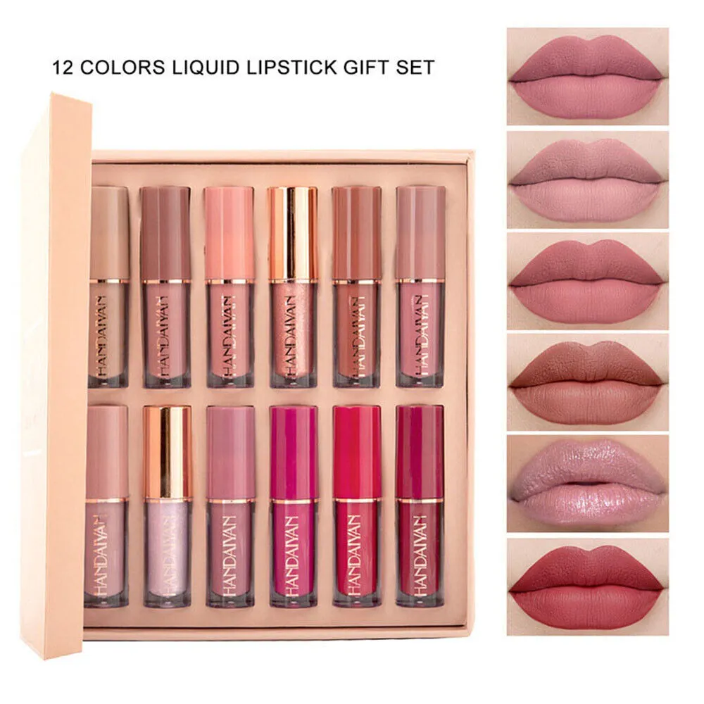 12pcs Handaiyan Matte Velvet Lip Gloss