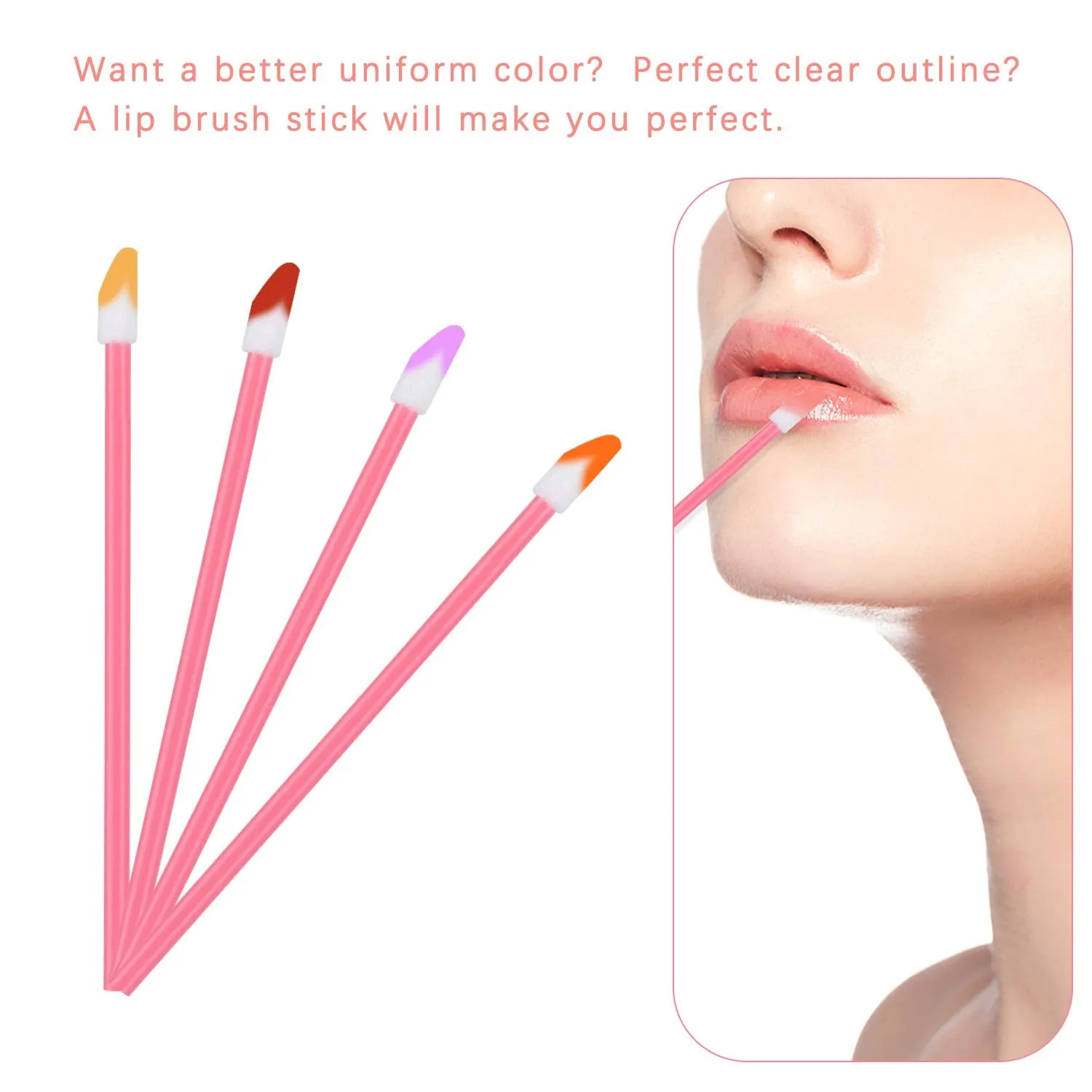 650PCS Disposable Lip Brushes Lip Gloss Applicators Make Up Brush Lipstick Lip Gloss Wands Makeup Applicators Brushes Applicator Tool Makeup Beauty Tool Kits Disposable Lip Brushes Tool Kits Pink