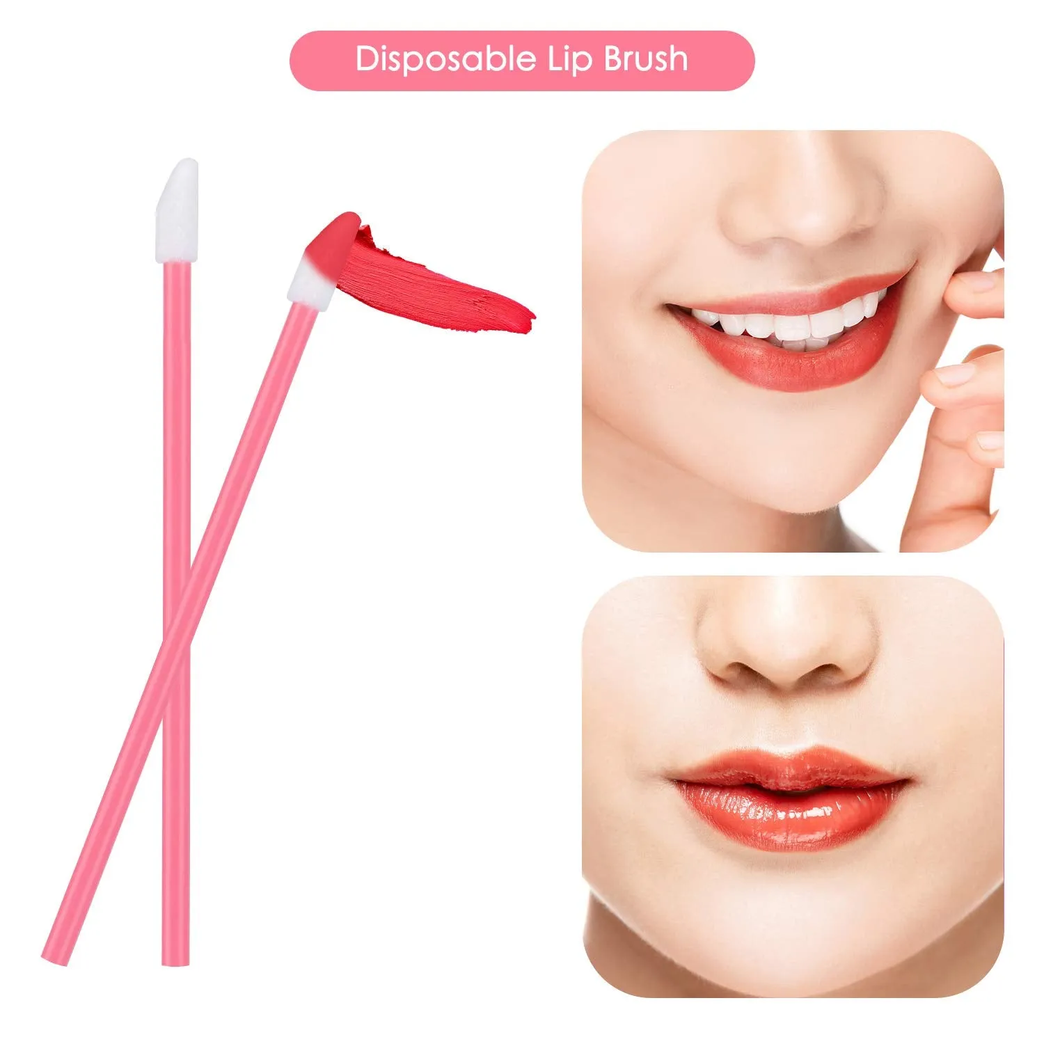 650PCS Disposable Lip Brushes Lip Gloss Applicators Make Up Brush Lipstick Lip Gloss Wands Makeup Applicators Brushes Applicator Tool Makeup Beauty Tool Kits Disposable Lip Brushes Tool Kits Pink