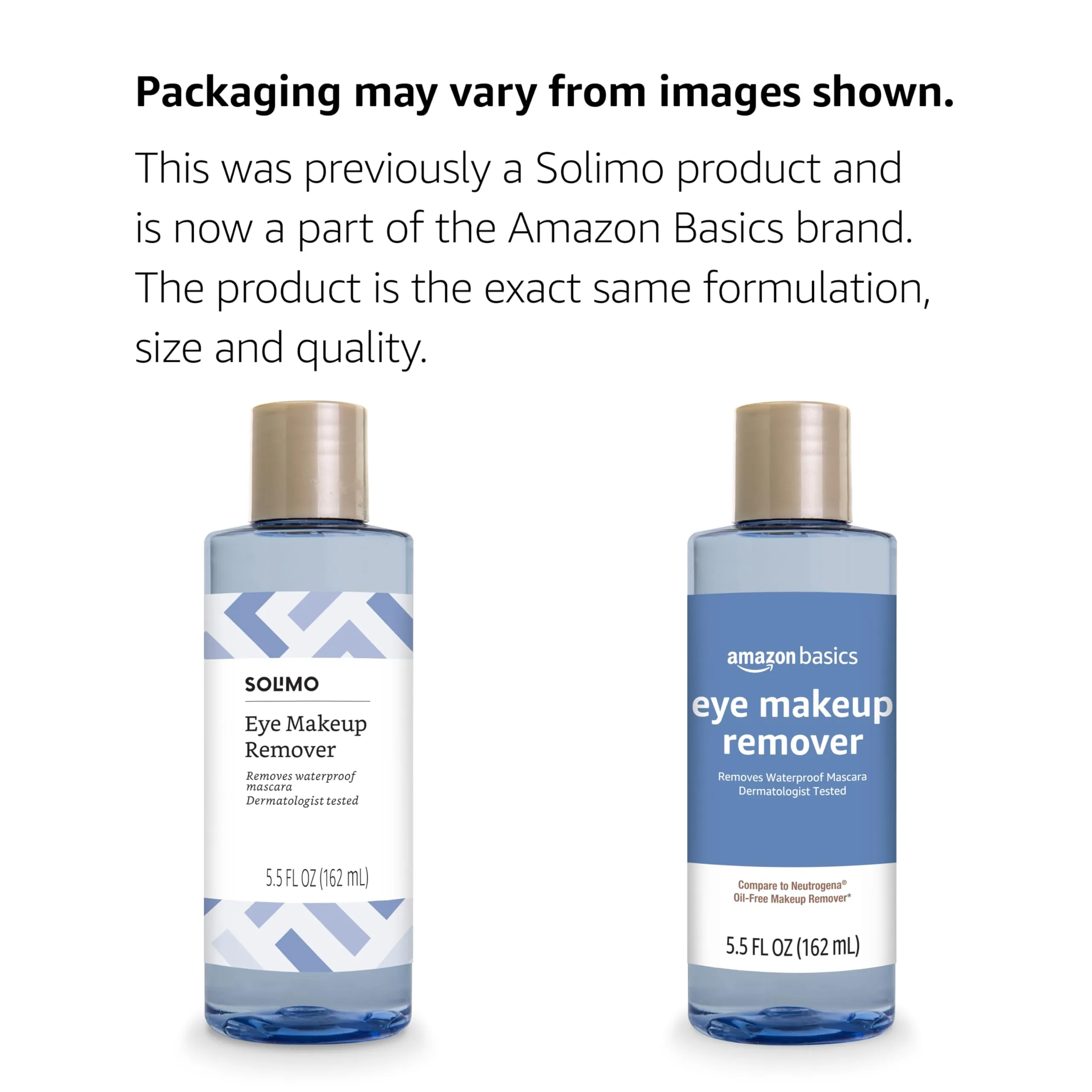 Amazon Basics Eye Makeup Remover, Removes Waterproof Mascara, Dermatologist Tested, Fragrance Free, 5.5 Fl Oz (Pack of 1)