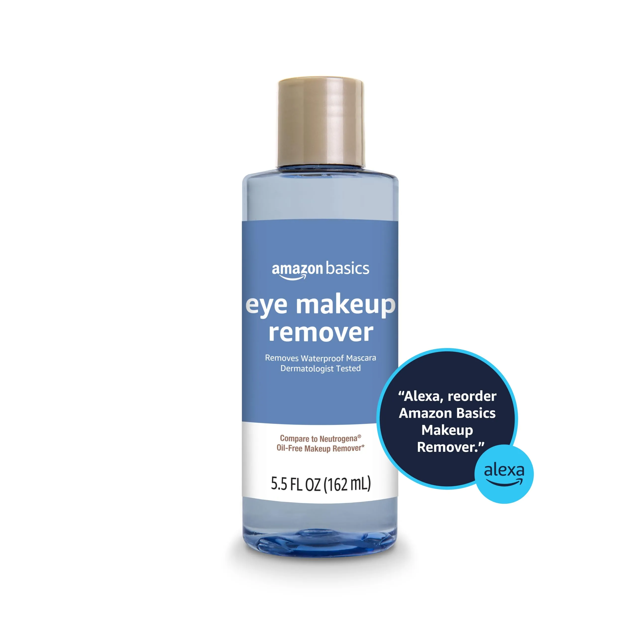 Amazon Basics Eye Makeup Remover, Removes Waterproof Mascara, Dermatologist Tested, Fragrance Free, 5.5 Fl Oz (Pack of 1)