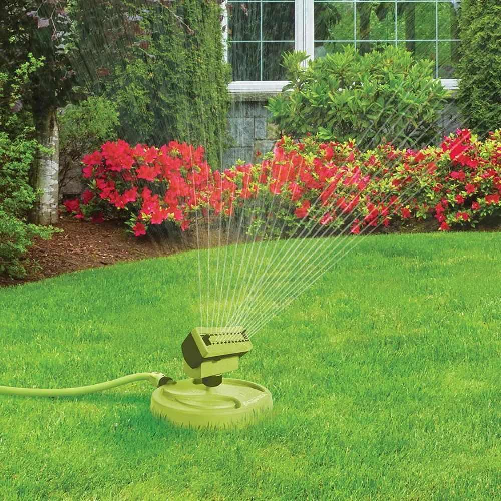 Aqua Joe AJ-OSPR20-SJG 20-Nozzle Max Coverage Adjustable Gear Driven Oscillating Sprinkler on Sled Base (Green)