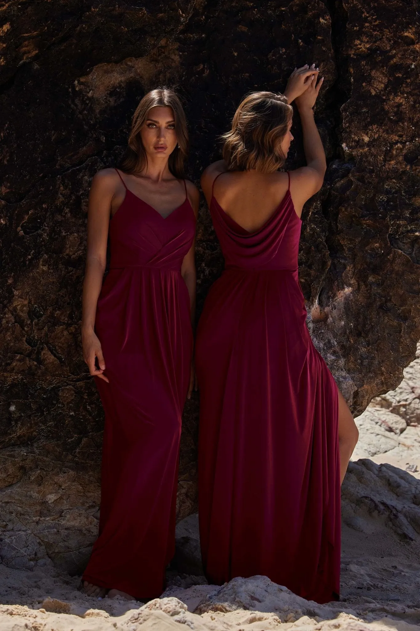 Ebonie Cowl Back Bridesmaid Dress – TO847 Wine