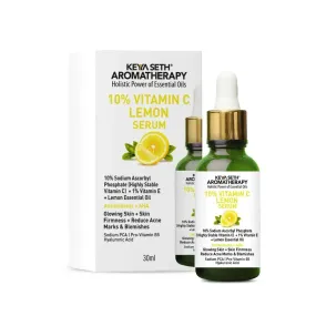 Free 10% Vitamin C Lemon Serum, Sodium Ascorbyl Phosphate   Vitamin E & Lemon Essential Oil, Antioxidants   AHA, Glowing Skin & Firmness, Reduces Acne Marks