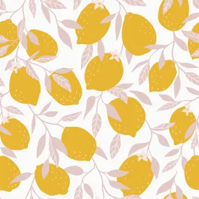 Freshly Squeezed Wallpaper in Lemon Yellow and Blush Pink